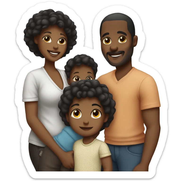 black family of 5 with 2 little sons, one baby girl and a mum and dad sticker