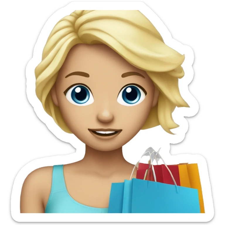 Blonde hair blue eye girl holding shopping bags  sticker