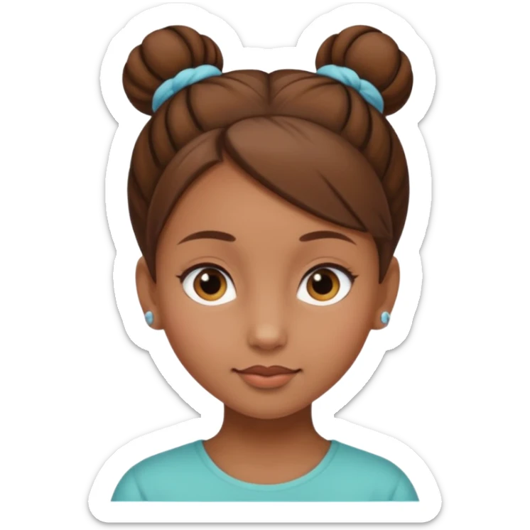 Girl with light brow skin and brown hair in a single bun sticker