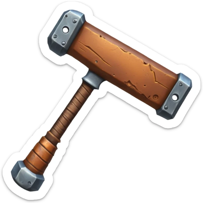 a big hammer weapon inspired by Soulmask, imposing, detailed, fantasy style, suitable for an emoji or icon sticker