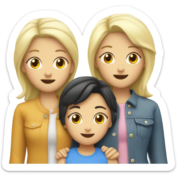 lesbian family with two asian girls two blonde girls sticker