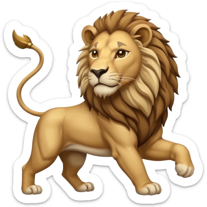 An emoji of a majestic lion from ancient Assyrian art, shown in a hunting scene. sticker