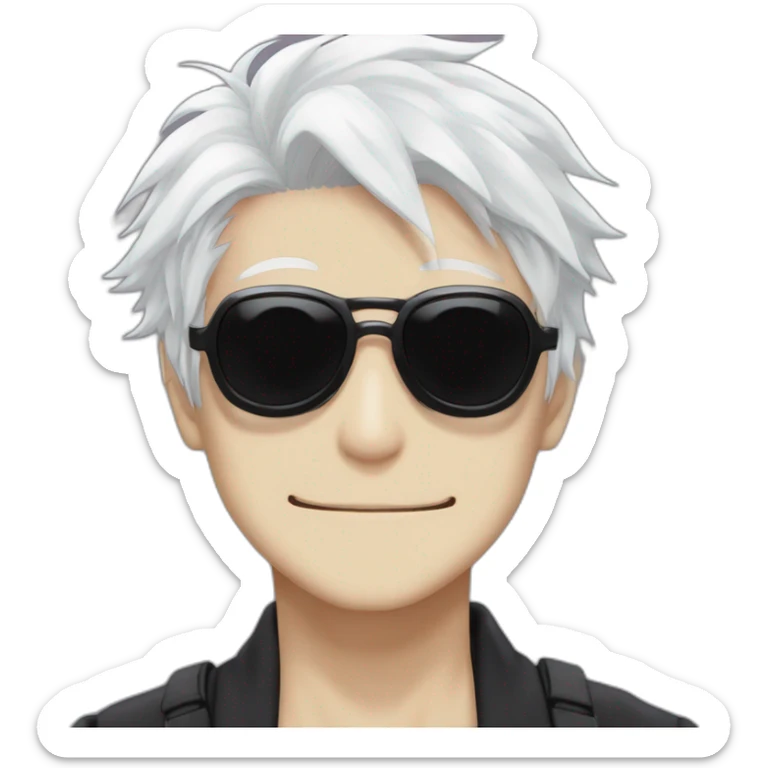 Gojo satoru from jujutsu kaisen, white hair, round black sunglasses sticker