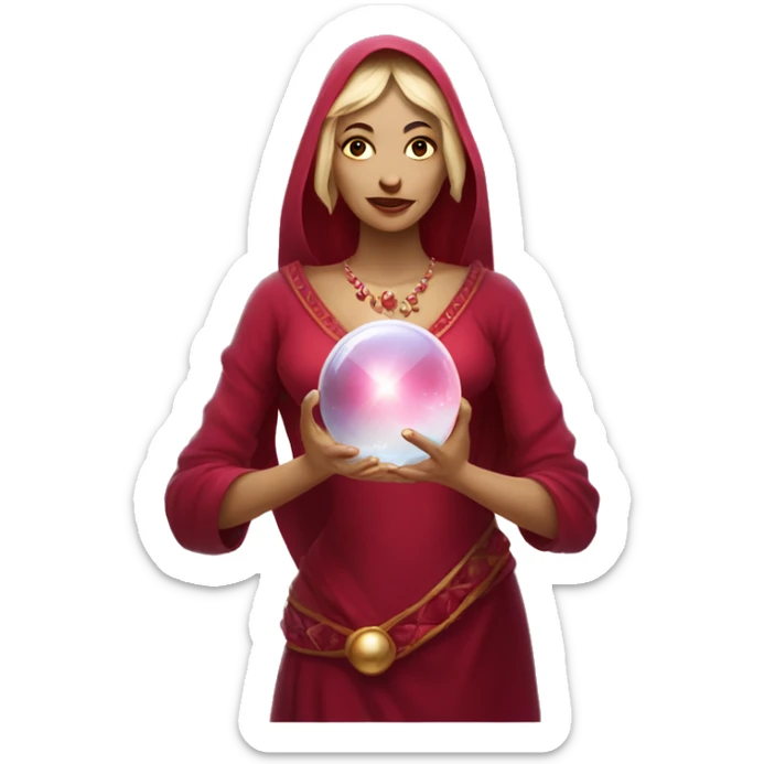  Mystical woman wearing rubies with crystal ball in hand sticker