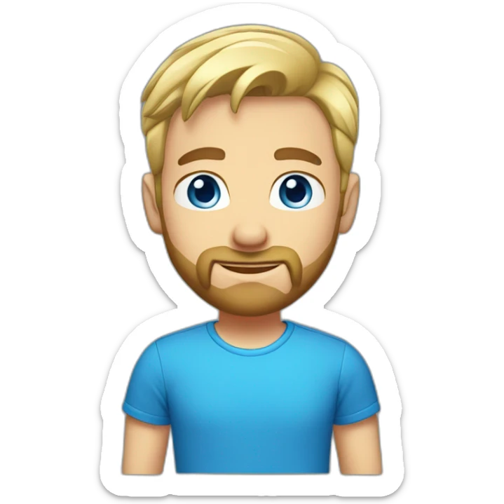 male short blond hair with beard blue eyes in t-shirt sticker