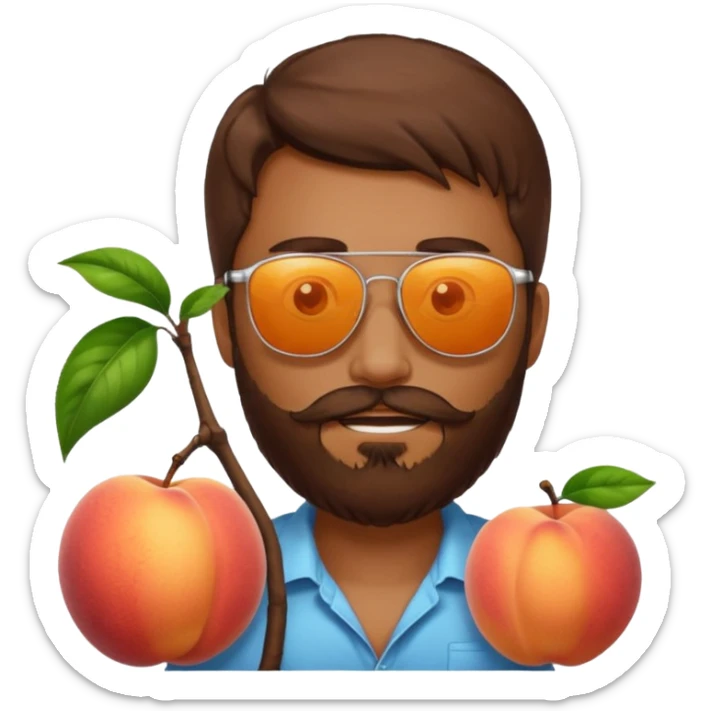 Créer emoji de un homme derrière une pêche avec un lit homme brun avec une barbe  et un lit  sticker