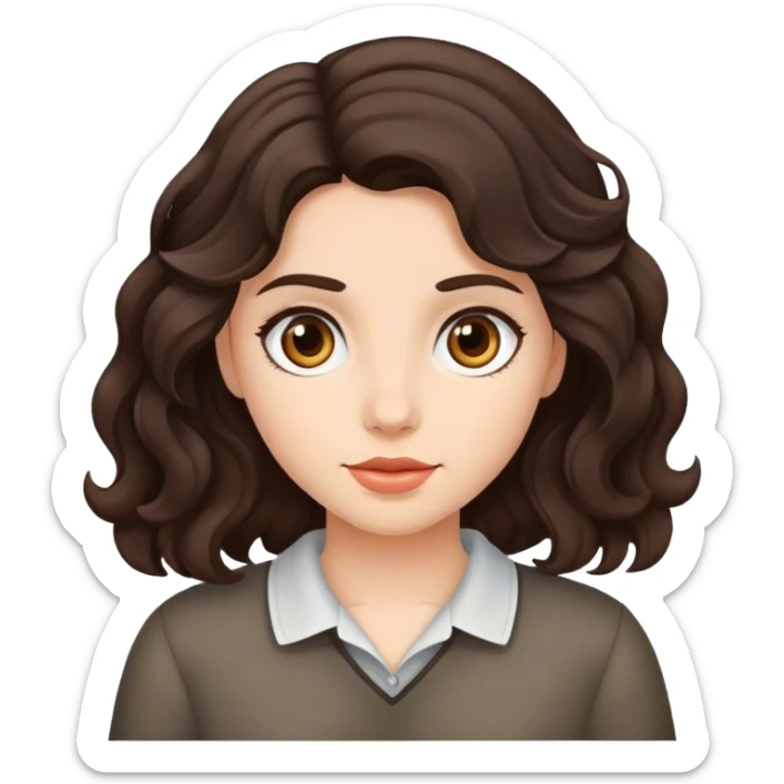 Girl with dark brown wavy hair sticker