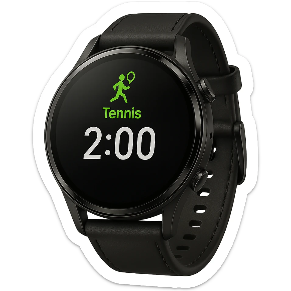 smartwatch con modalità attiva di tennis che segna 2 ore di tennis, REALISTICA 4K sticker