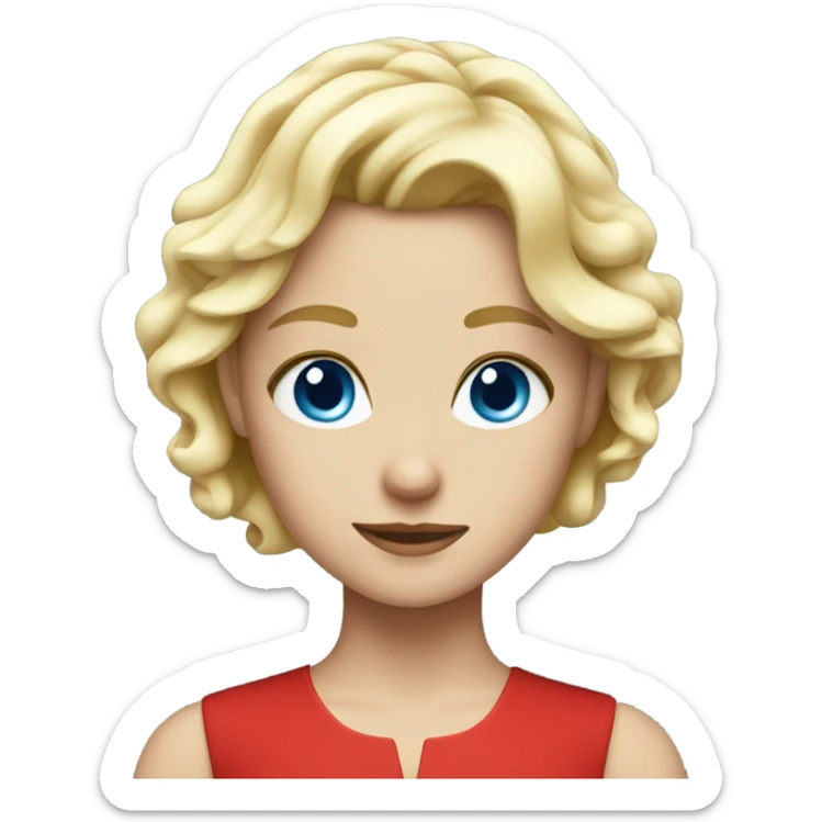 blonde girl in red dress with blue eyes sticker