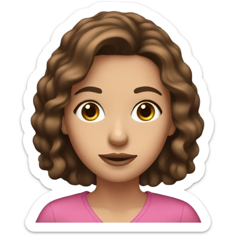 Pretty brown haired woman with brown eyes holding a pink weed pen  sticker