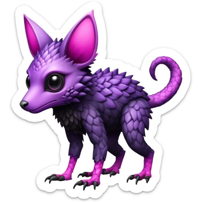 Cool Edgy realistic Black-pink-purple Trico-animal-creature full body sticker