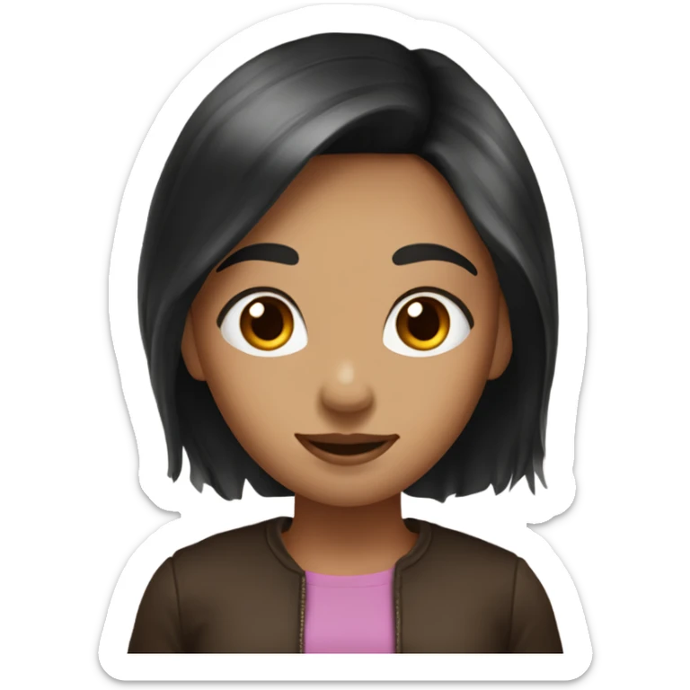 girl with dark hair with a dagdanuge brown do sticker