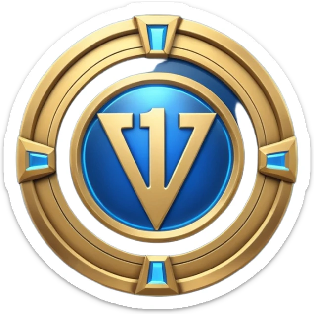 Futuristic achievement medal badge, circular shield emblem with engraved Roman numeral I and subtle “12M” detail, metallic gold and deep blue glow, sci-fi web3 game UI style, polished 3D game asset, soft energy aura, dark background, centered composition, high detail sticker