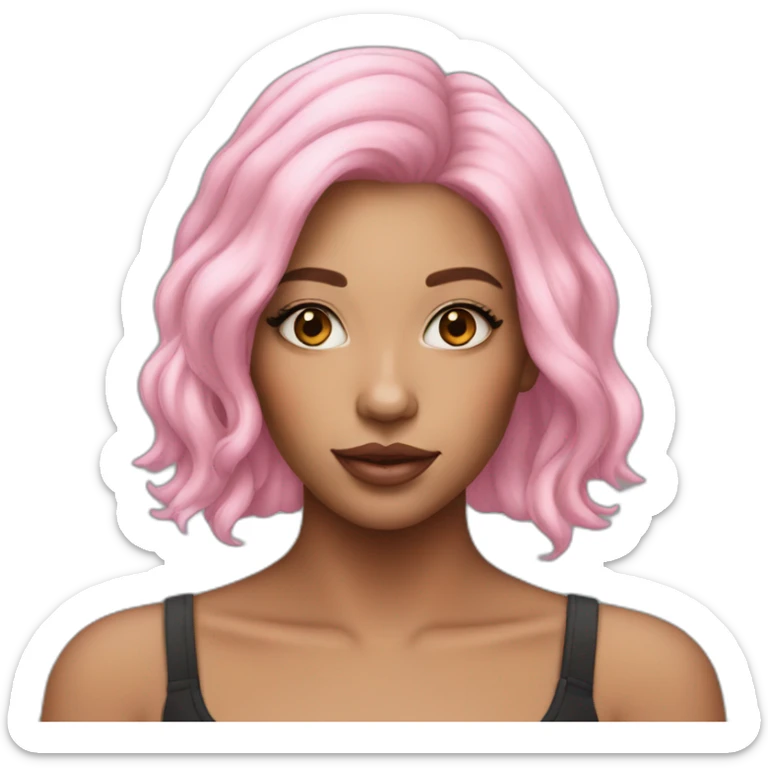 Girl with pink hair and lip filler sticker