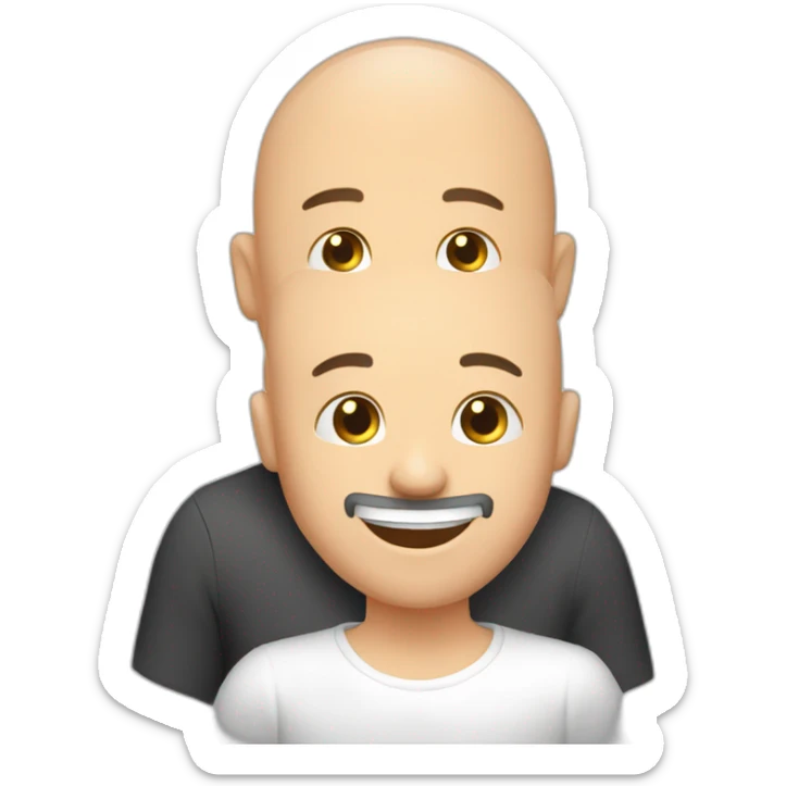 Happy-secret-couple-bald-guy-with-beard-with-boy-haircut-girl-hugging sticker