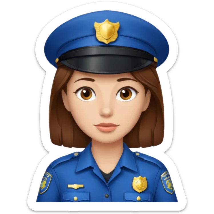 police woman with brown hair and bright skin sticker