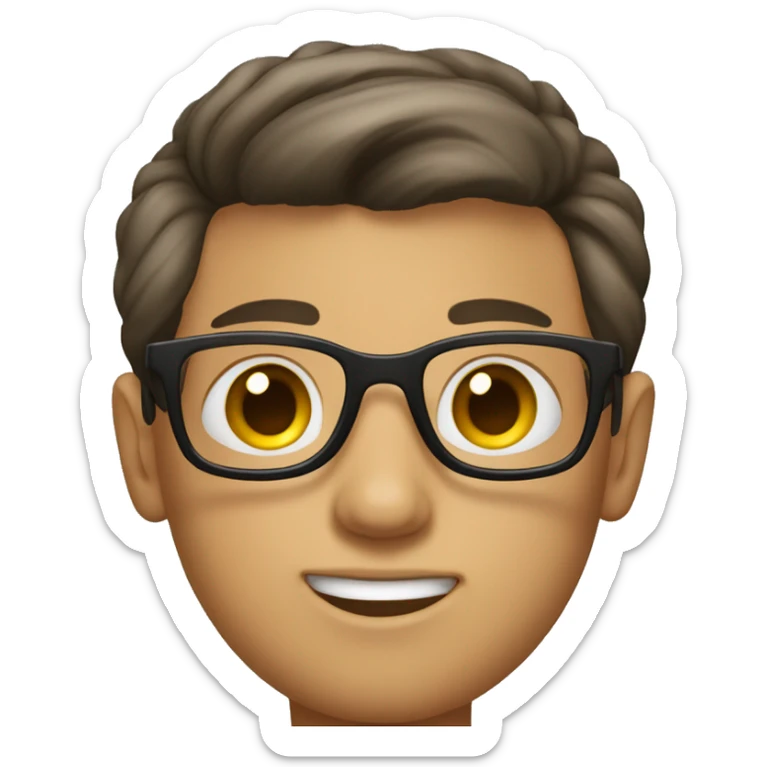 create teenage boy, with big eyes, slicked back hair and glasses sticker