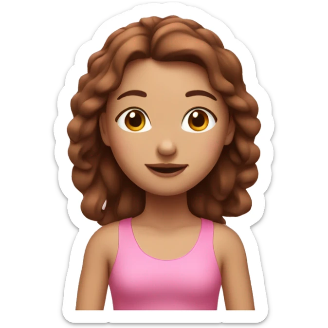 Pink girl in yoga with brown hair  sticker