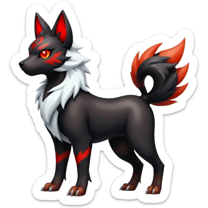Shiny Gothic Exotic Futuristic Houndoom-Arcanine-Zorua-Torracat-Pokémon-Fakémon-hybrid-creature sticker