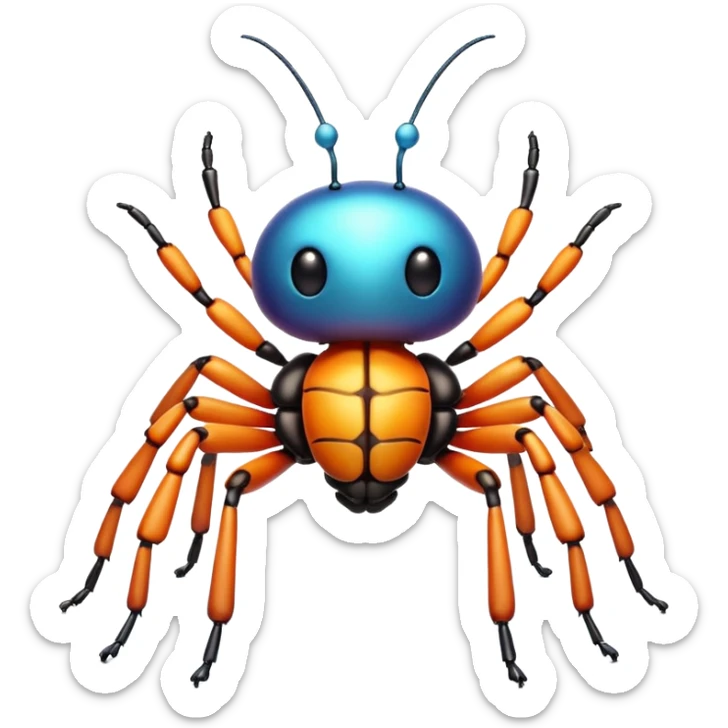 3D iPhone style emoji of a cute bug, colorful and detailed, six legs, shiny exoskeleton, isolated on white background, soft shadows, high detail, playful and cute. sticker