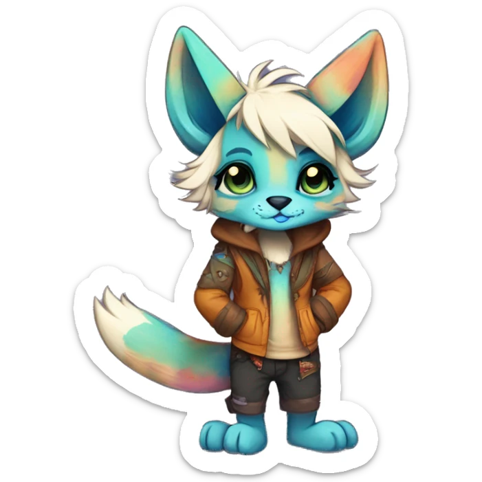 Cool cute Kawaii edgy colorful anthro fantasy animal fursona by griffsnuff & LiLaiRa & Falvie full body sticker