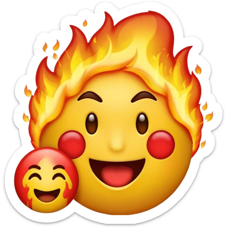 Crée moi un emoji qui crache du feu par la bouche et qui est en colère avec le front tout rouge et les emoji normal jaune là tout rond sticker