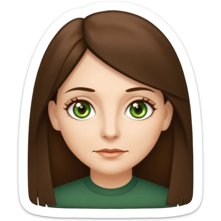 middle age woman with moss green eyes and long straight Ash-brown hair sticker