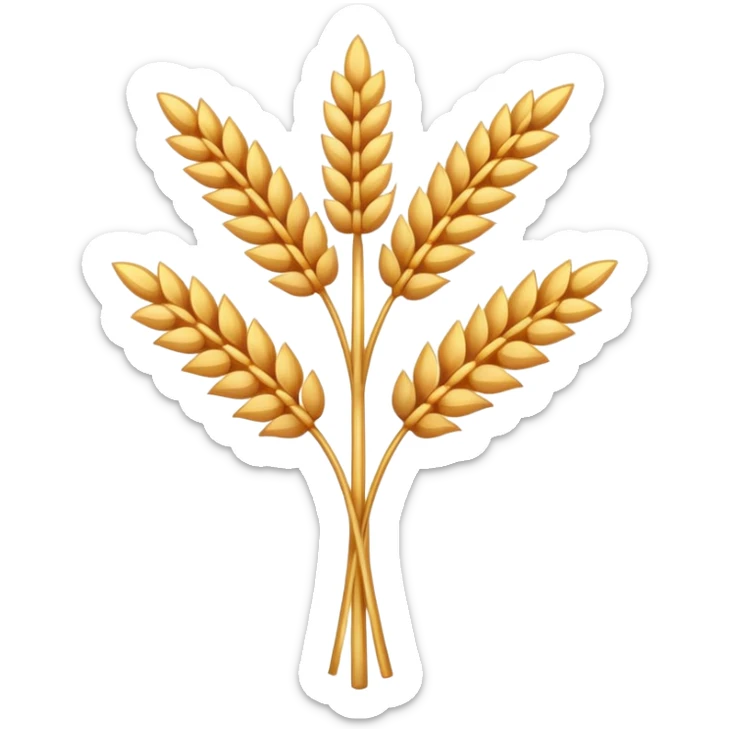 Minimalist emoji-style icon representing celiac disease: a golden wheat stalk with a bold red ‘no’ cross on top, flat design, clean lines, simple shapes, high contrast, centered on a transparent or white background, friendly but clear medical symbol, vector-style, smooth edges. sticker