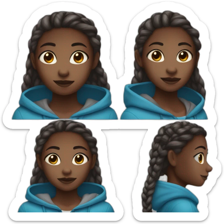 Darkskin girl 12 year old, ombre braids with blue hoodie  sticker