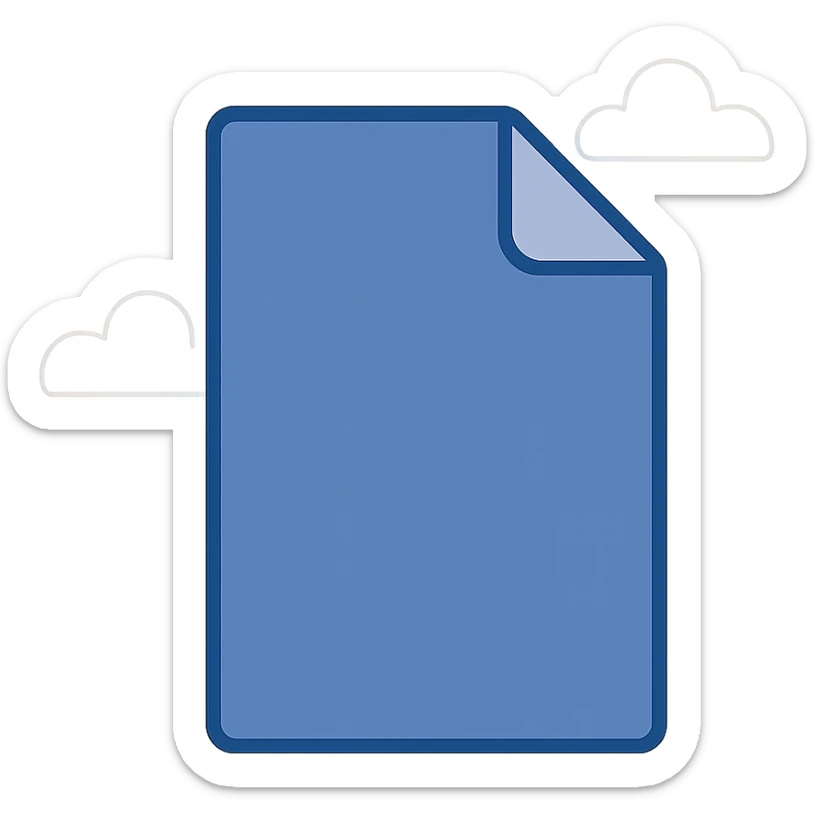 very simple flat color clip art of a single sheet of paper, minimal, no text sticker