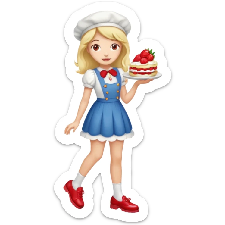 pretty and cute realistic modern day strawberry shortcake full body with red shoes emoji sticker
