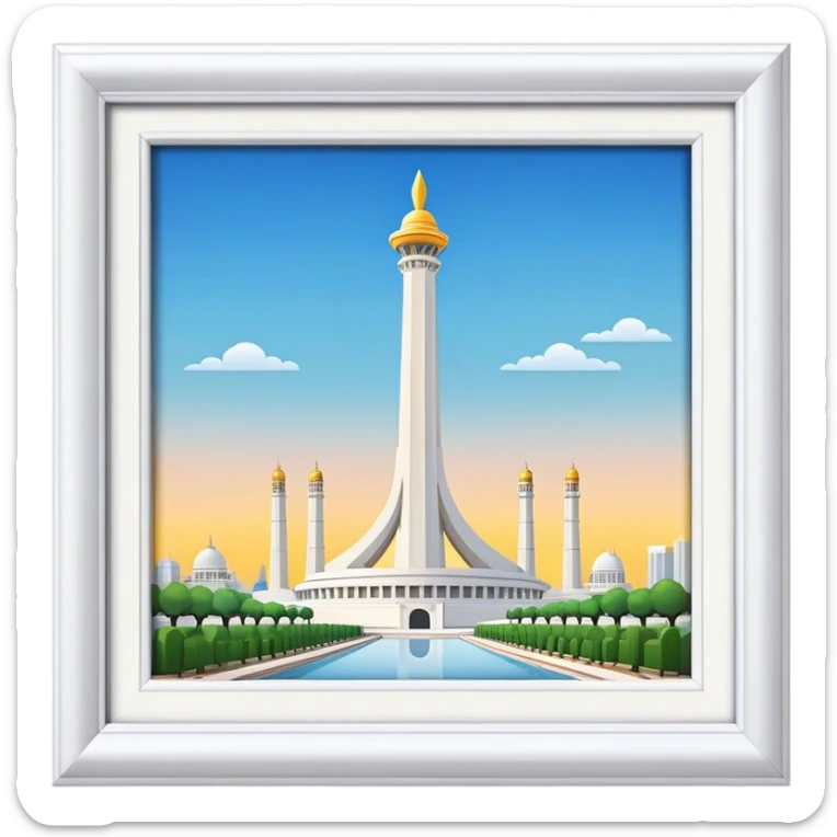 Cinematic Realistic Monas Landmark Emoji, depicted as the iconic National Monument rendered with crisp architectural detail and dynamic, urban lighting. sticker