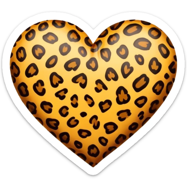 Leopard print heart sticker