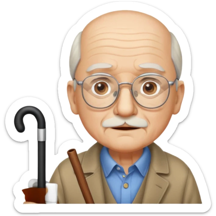 Vieux monsieur avec des lunettes et une canne sticker