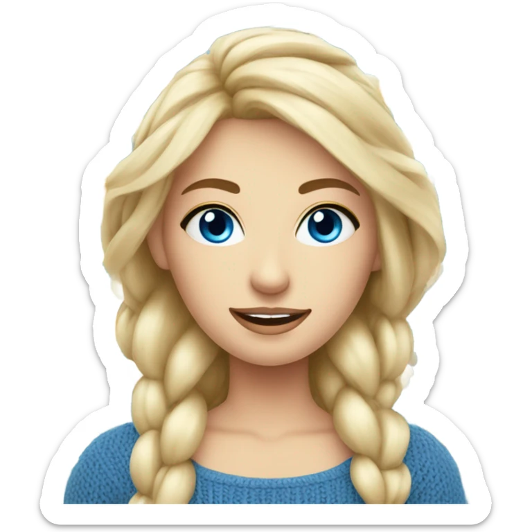 beautiful finnish blond hair woman with blue eyes knitting floral  sticker