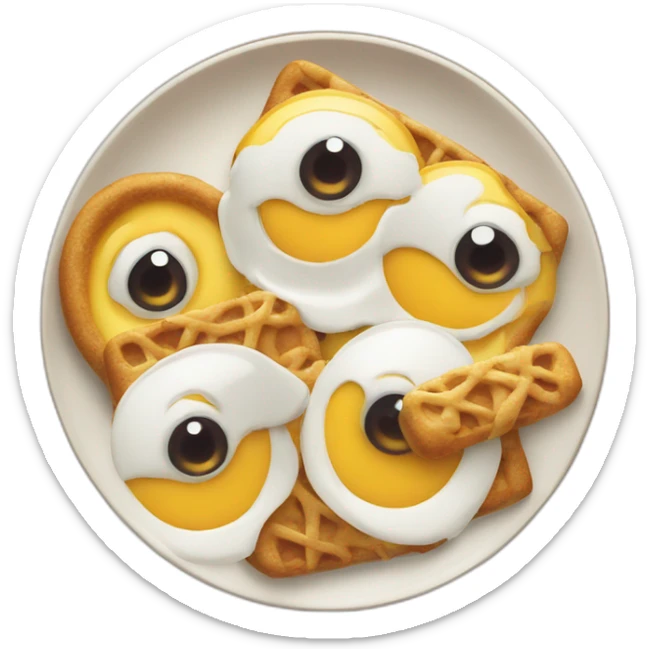 Emoji of eager eyes peering at a plate full of tasty treats sticker