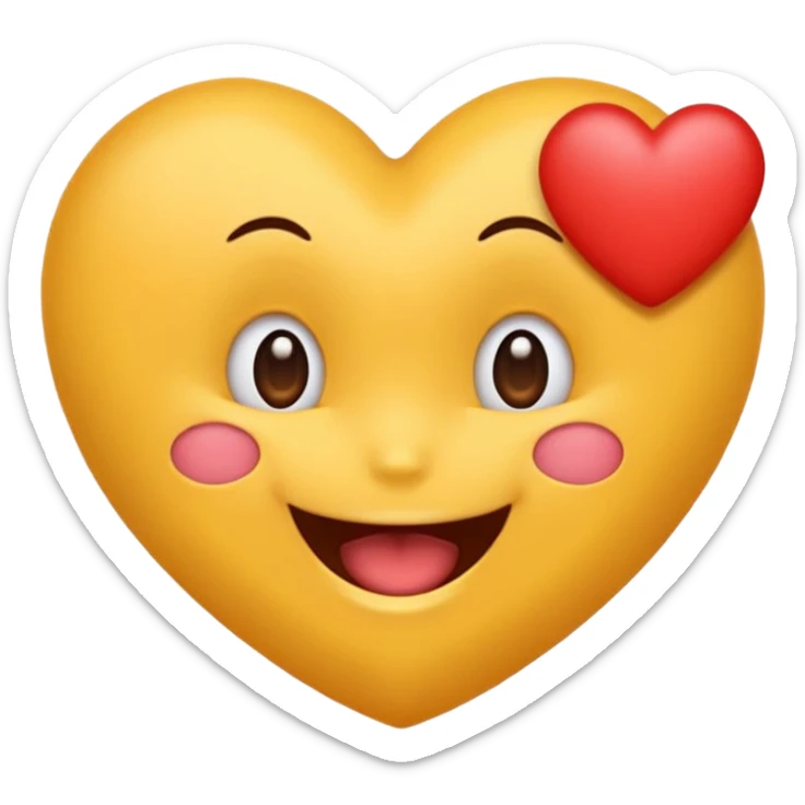 emoji tirant la langue avec un petit cœur minimaliste placé discrètement sur la joue sticker