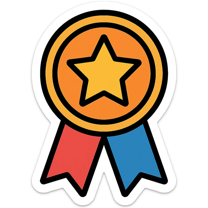 vector icon of an honorable mention award badge with gold and colorful elements, elegant and minimalist flat design, 2D flat vector, trending icon look, soft shadows, isolated on white background, no text, perfect for commercial use sticker