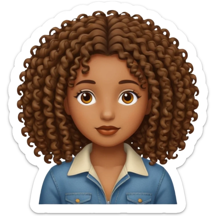 Brown skin girl with curly roots and relaxed hair sticker
