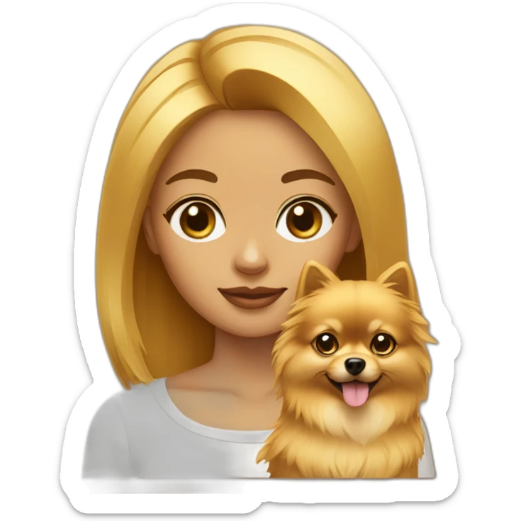 Girl with Egypt bang cut golden small Pomeranian dog sticker