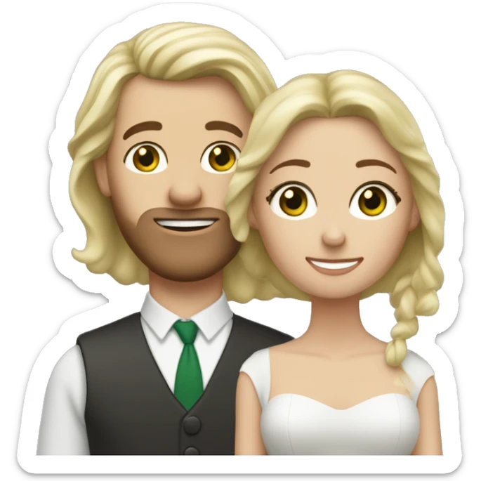 Mann mit braunen Haaren und Bart heiratet blonde Frau mit grünen Augen  sticker