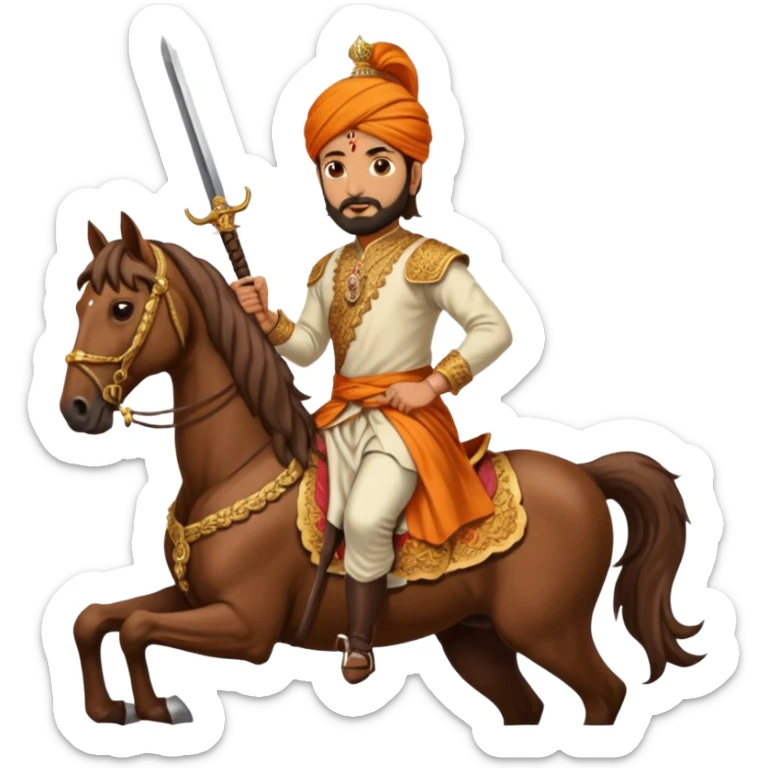 Make a emoji of Chatrapati Shivaji Maharaj in hand must have sward and horse sticker