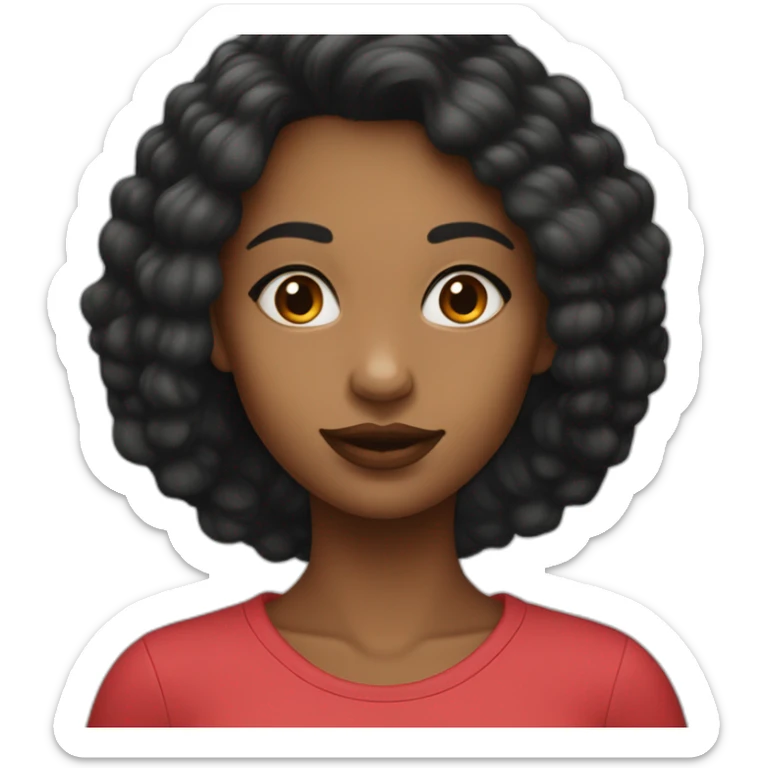 Une fille aux cheveux noirs qui met du rouge à lèvres sticker