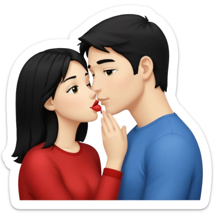 Girl with black hair kiss blonde gut sticker