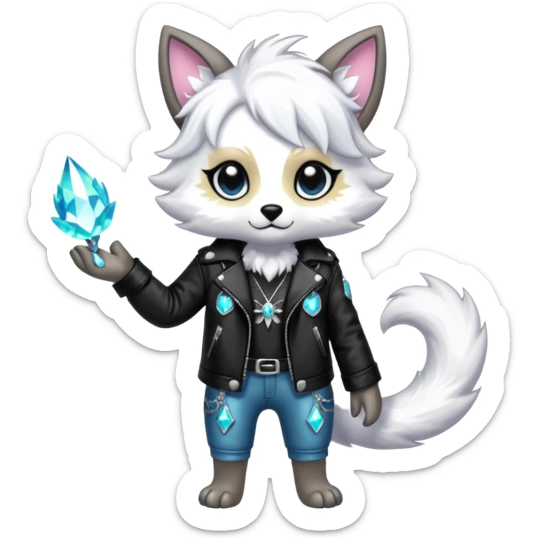 Cool cute Kawaii edgy fantasy animal sparkle fursona Fionbri creature by griffsnuff & LiLaiRa & Falvie full body sticker