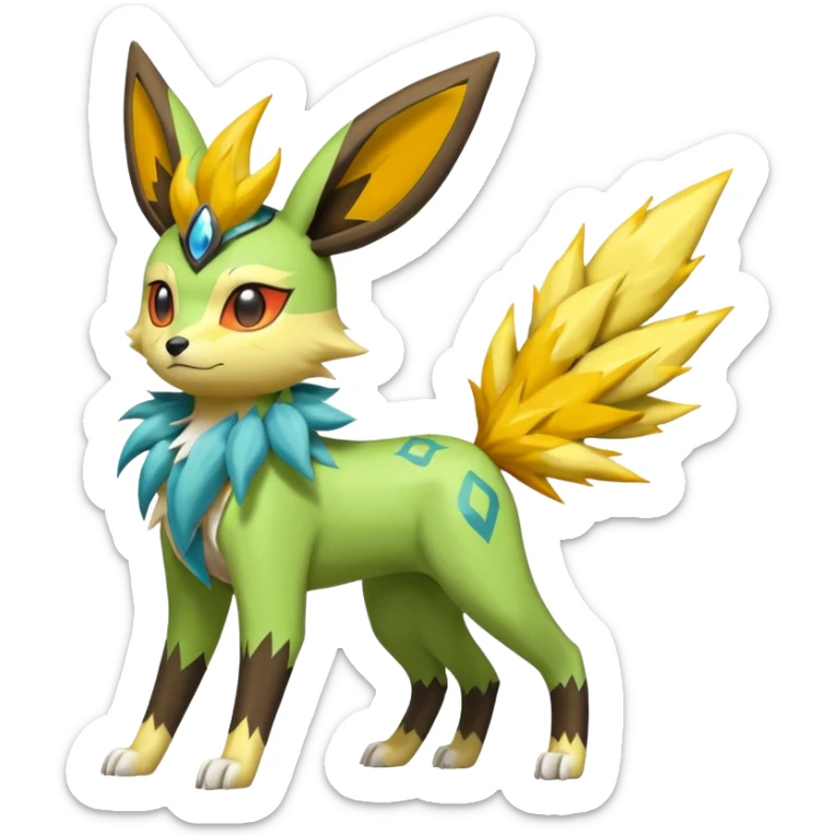 Meloetta-Zygarde-Flareon-Electrike-Jolteon-Manectric-Fakémon-fusion, full body sticker