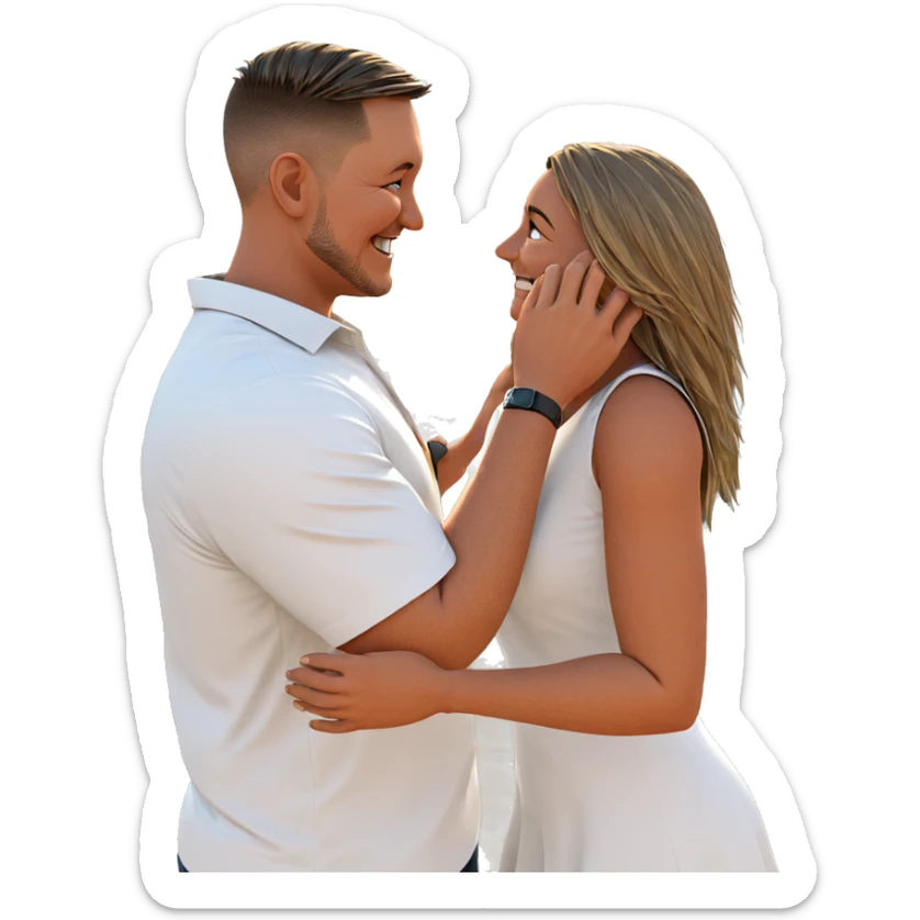 happy couple by the ocean sticker