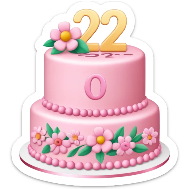 make a floral pastel(more pink) cake that is aesthetic with the number 2 and 0 on it sticker