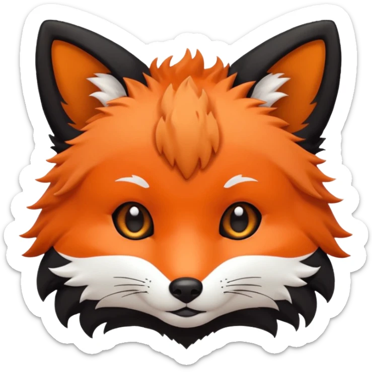 une tête de renard trop kawaii avec des poils noirs à la place des poils blancs sticker
