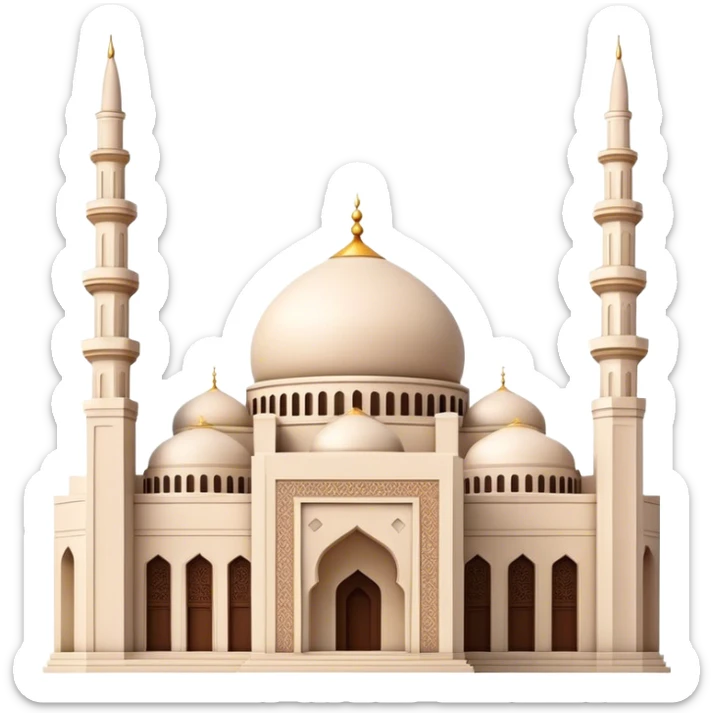 Cinematic Realistic Mohammad Al-Amin Mosque Landmark Emoji, showcasing the intricate architecture of the mosque rendered with rich textures and majestic, soft lighting. sticker